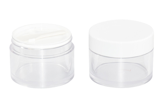 Empty Plastic Cosmetic Cream Jars With Mixture Screw Top Cover And Inner Cap