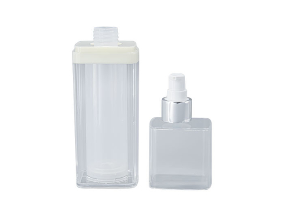 UKA51 Recyclable 100ml Square Airless Lotion Bottles With Transparency Lid